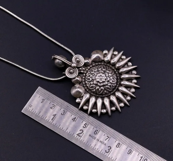 TRIBAL ORNAMENTS Necklaces 925 sterling silver handmade pendant excellent vintage design oxidized pendant necklace ethnic belly dance Bohemian tribal jewelry nsp339 TRIBAL ORNAMENTS Necklaces 925 sterling silver handmade pendant excellent vintage design oxidized pendant necklace ethnic belly dance Bohemian tribal jewelry nsp339