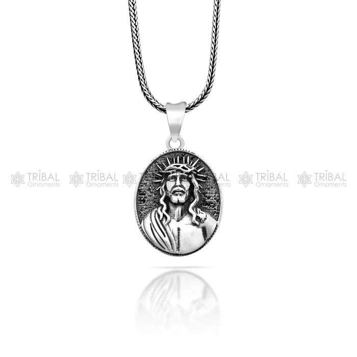 TRIBAL ORNAMENTS Necklaces 925 Sterling silver handmade unique design mens silver Jesus pendant nsp873 TRIBAL ORNAMENTS Necklaces 925 Sterling silver handmade unique design mens silver Jesus pendant nsp873