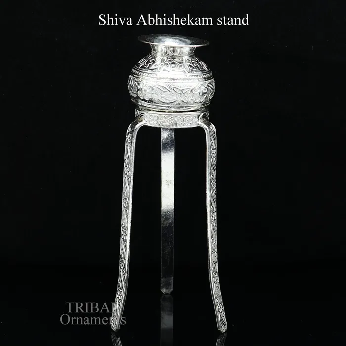 TRIBAL ORNAMENTS Necklaces 925 Sterling silver Lord Shiva Lingam stand Jalheri use for puthold Shiva Lingam and shiva abhishekam kalash handmade puja article su733