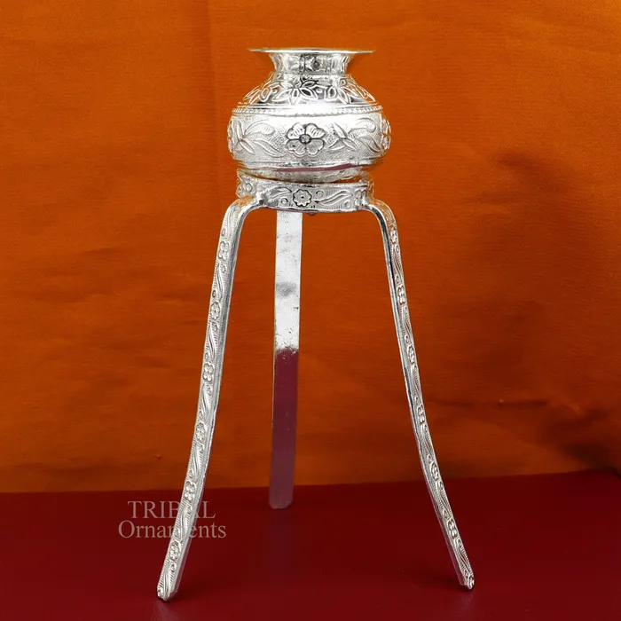 TRIBAL ORNAMENTS Necklaces 925 Sterling silver Lord Shiva Lingam stand Jalheri use for puthold Shiva Lingam and shiva abhishekam kalash handmade puja article su733