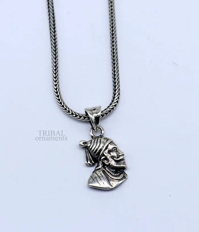 TRIBAL ORNAMENTS Necklaces 925 sterling silver Maratha king Shivaji pendant best gifting Royal pendant king shivaji design solid pendant unisex jewelry ssp1430