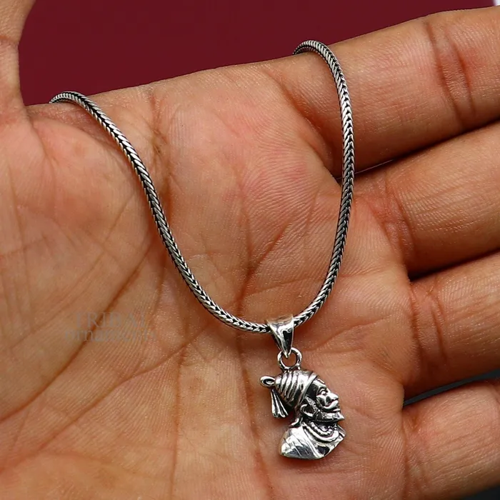 TRIBAL ORNAMENTS Necklaces 925 sterling silver Maratha king Shivaji pendant best gifting Royal pendant king shivaji design solid pendant unisex jewelry ssp1430