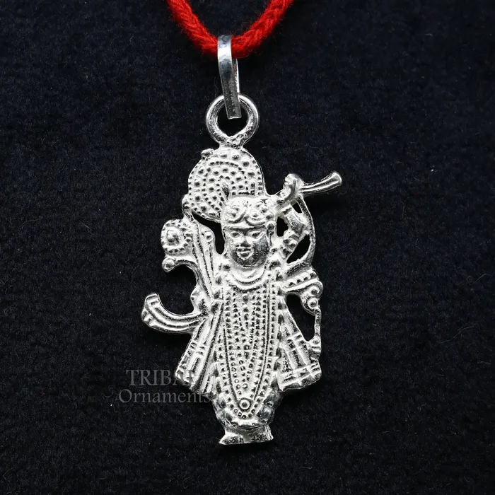 TRIBAL ORNAMENTS Necklaces 925 sterling silver vintage Antique stylish Hindu idol Krishna shrinath ji Pendant amazing design stunning pendant gifting jewelry nsp565 TRIBAL ORNAMENTS Necklaces 925 sterling silver vintage Antique stylish Hindu idol Krishna shrinath ji Pendant amazing design stunning pendant gifting jewelry nsp565