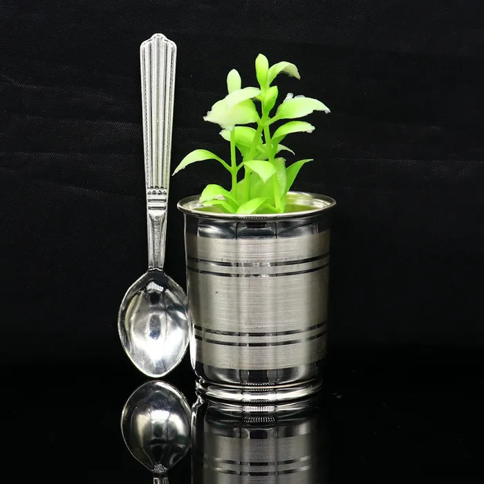 TRIBAL ORNAMENTS Necklaces 999 fine silver handmade watermilk Glass tumbler silver flask baby kids silver small cup utensils stay healthy from bacteria sv195