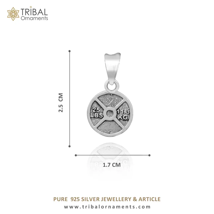 TRIBAL ORNAMENTS Necklaces Amazing 925 sterling silver handmade barbel weight plate design pendant high quality silver small pendant for gym boy girls nsp671 TRIBAL ORNAMENTS Necklaces Amazing 925 sterling silver handmade barbel weight plate design pendant high quality silver small pendant for gym boy girls nsp671