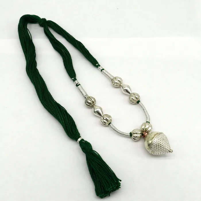 TRIBAL ORNAMENTS Necklaces Amazing customized vintage style Sterling silver beads with Green thread charm necklace wedding choker tribal adjustable jewelry set190
