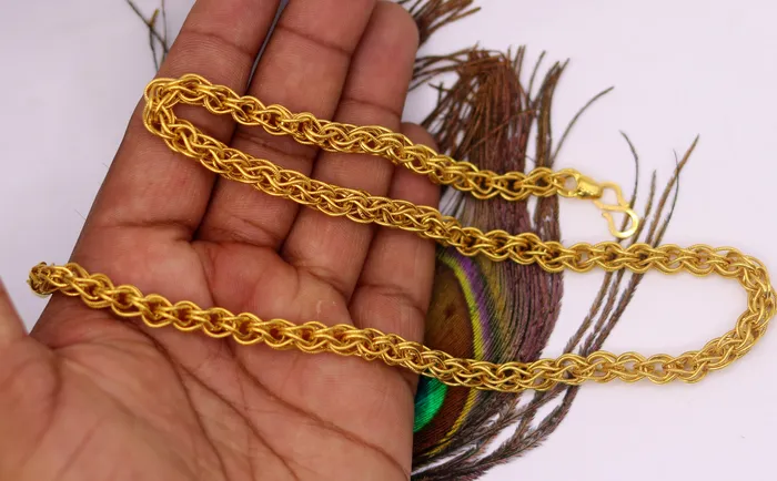 TRIBAL ORNAMENTS Necklaces Authentic 22kt yellow gold handmade byzantine chain necklace with gorgeous antique design 20 inhes chain ch184
