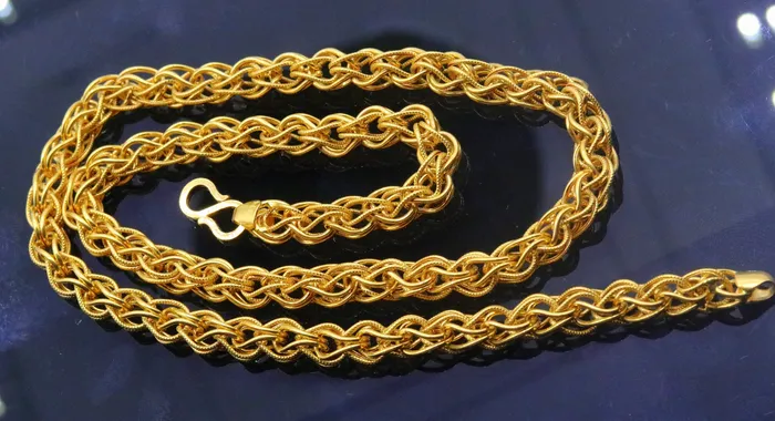 TRIBAL ORNAMENTS Necklaces Authentic 22kt yellow gold handmade byzantine chain necklace with gorgeous antique design 20 inhes chain ch184
