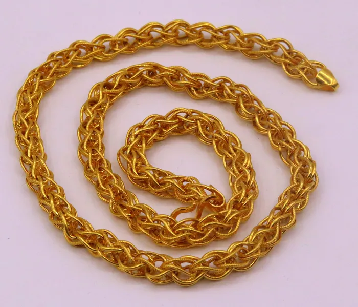 TRIBAL ORNAMENTS Necklaces Authentic 22kt yellow gold handmade byzantine chain necklace with gorgeous antique design 20 inhes chain ch184