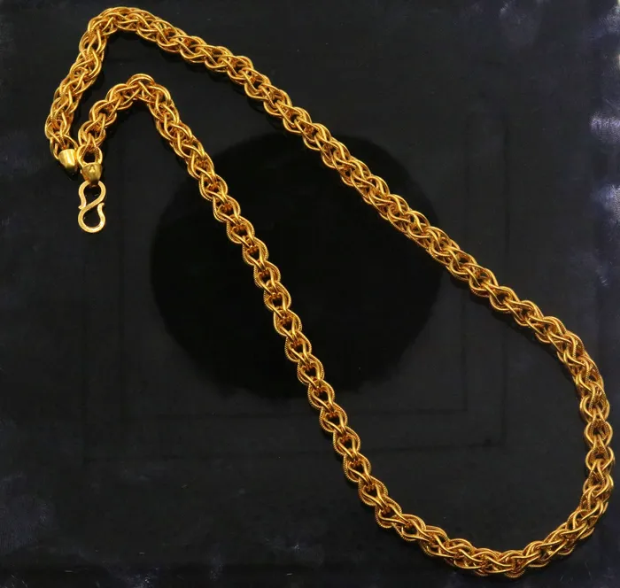 TRIBAL ORNAMENTS Necklaces Authentic 22kt yellow gold handmade byzantine chain necklace with gorgeous antique design 20 inhes chain ch184