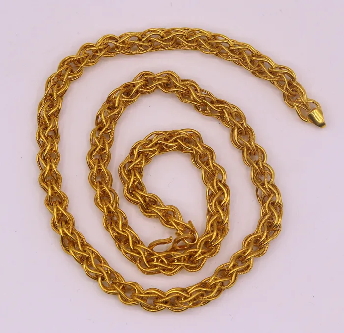TRIBAL ORNAMENTS Necklaces Authentic 22kt yellow gold handmade byzantine chain necklace with gorgeous antique design 20 inhes chain ch184