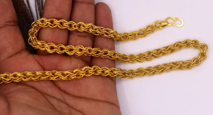 TRIBAL ORNAMENTS Necklaces Authentic 22kt yellow gold handmade byzantine chain necklace with gorgeous antique design 20 inhes chain ch184