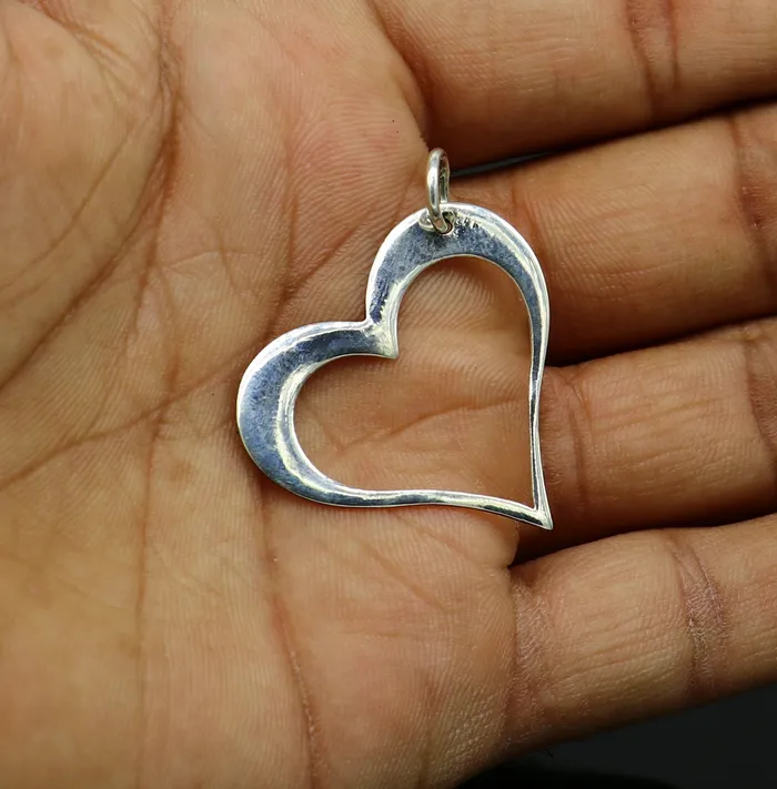 TRIBAL ORNAMENTS Necklaces Handmade solid 925 sterling silver heart pendant excellent unique design stylish unisex personalized gift pendant jewelry from india ssp521