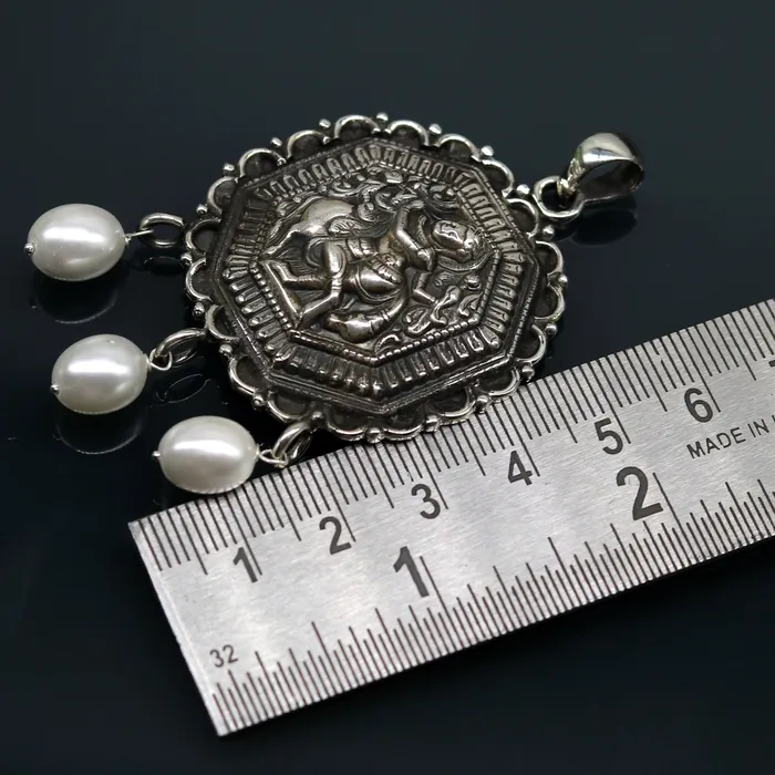 TRIBAL ORNAMENTS Necklaces Vintage trendy 925 sterling silver handmade Krishna with cow pendant amazing stylish unisex pendant locket personalized jewelry ssp579