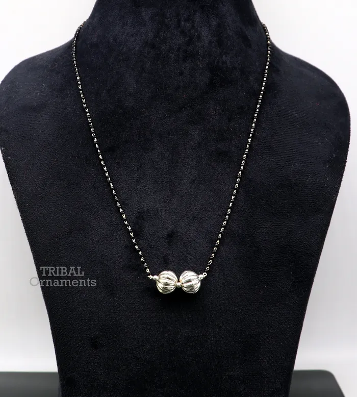 TRIBAL ORNAMENTS Pure 925 sterling silver black beads chain necklace vintage ball pendant traditional style brides Mangalsutra necklace set445 Necklaces TRIBAL ORNAMENTS Pure 925 sterling silver black beads chain necklace vintage ball pendant traditional style brides Mangalsutra necklace set445 Necklaces