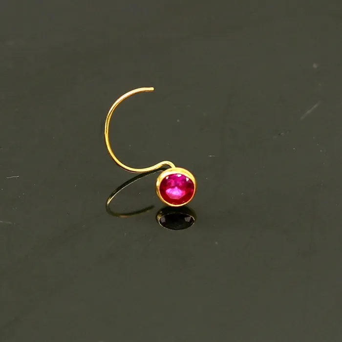 TRIBAL ORNAMENTS Rings 35mm tiny 18kt yellow gold handmade single stone nose pin U band nose stud cartilage customized pretty red stone jewelry gnp31 TRIBAL ORNAMENTS Rings 35mm tiny 18kt yellow gold handmade single stone nose pin U band nose stud cartilage customized pretty red stone jewelry gnp31
