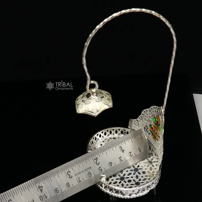 TRIBAL ORNAMENTS Rings 925 pure sterling silver handcrafted small singhasan idol krishna Bal Gopala throne god statues chair divine silver chauki aasan su1169 TRIBAL ORNAMENTS Rings 925 pure sterling silver handcrafted small singhasan idol krishna Bal Gopala throne god statues chair divine silver chauki aasan su1169