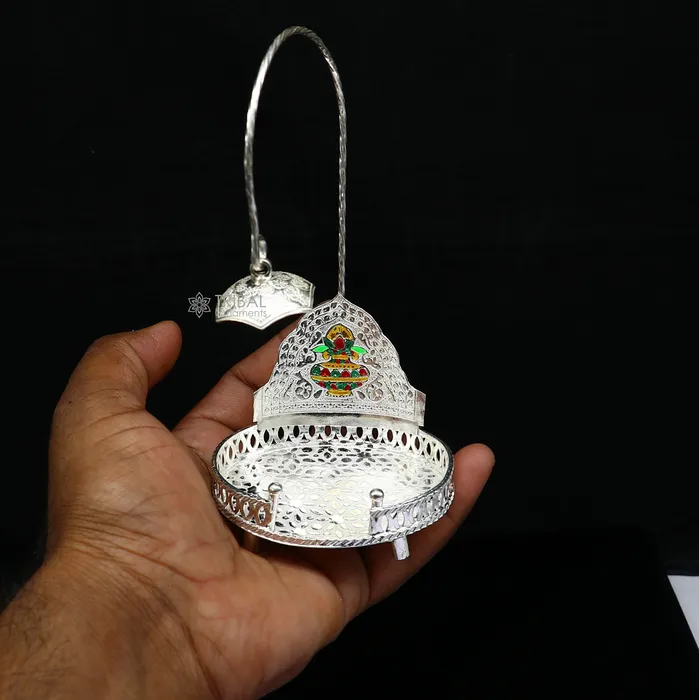 TRIBAL ORNAMENTS Rings 925 pure sterling silver handcrafted small singhasan idol krishna Bal Gopala throne god statues chair divine silver chauki aasan su1169 TRIBAL ORNAMENTS Rings 925 pure sterling silver handcrafted small singhasan idol krishna Bal Gopala throne god statues chair divine silver chauki aasan su1169