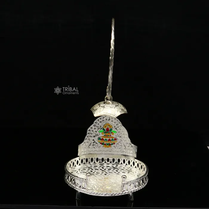 TRIBAL ORNAMENTS Rings 925 pure sterling silver handcrafted small singhasan idol krishna Bal Gopala throne god statues chair divine silver chauki aasan su1169 TRIBAL ORNAMENTS Rings 925 pure sterling silver handcrafted small singhasan idol krishna Bal Gopala throne god statues chair divine silver chauki aasan su1169