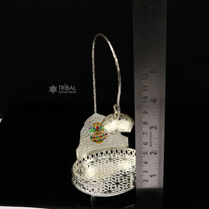 TRIBAL ORNAMENTS Rings 925 pure sterling silver handcrafted small singhasan idol krishna Bal Gopala throne god statues chair divine silver chauki aasan su1169 TRIBAL ORNAMENTS Rings 925 pure sterling silver handcrafted small singhasan idol krishna Bal Gopala throne god statues chair divine silver chauki aasan su1169