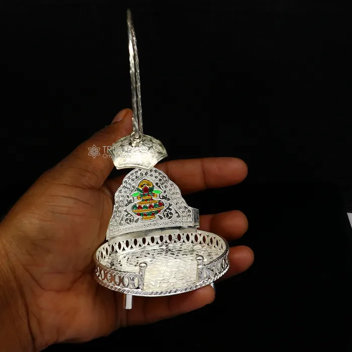 TRIBAL ORNAMENTS Rings 925 pure sterling silver handcrafted small singhasan idol krishna Bal Gopala throne god statues chair divine silver chauki aasan su1169 TRIBAL ORNAMENTS Rings 925 pure sterling silver handcrafted small singhasan idol krishna Bal Gopala throne god statues chair divine silver chauki aasan su1169