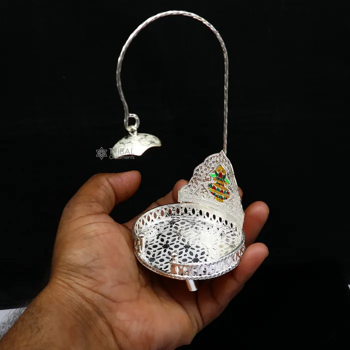 TRIBAL ORNAMENTS Rings 925 pure sterling silver handcrafted small singhasan idol krishna Bal Gopala throne god statues chair divine silver chauki aasan su1169 TRIBAL ORNAMENTS Rings 925 pure sterling silver handcrafted small singhasan idol krishna Bal Gopala throne god statues chair divine silver chauki aasan su1169