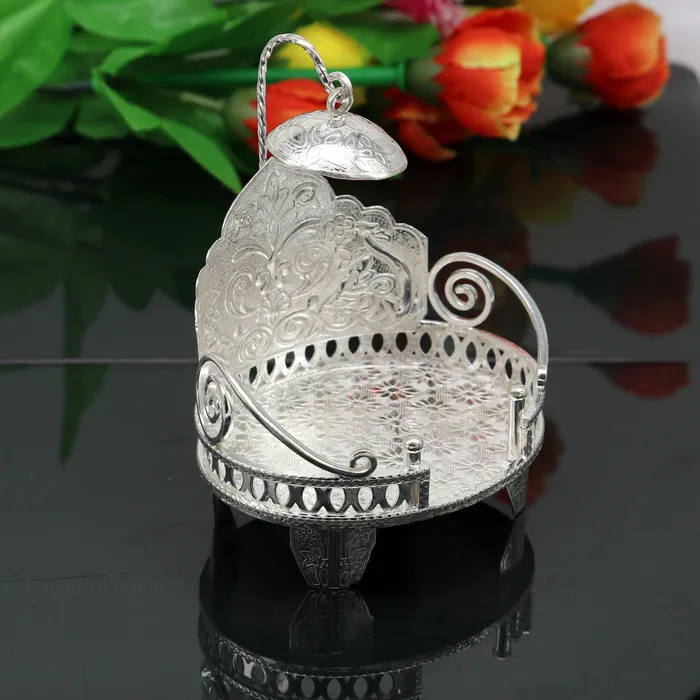 TRIBAL ORNAMENTS Rings 925 pure sterling silver Handmade Divine Singhasan idol Silver throne god statues stand chair temple art puja article india su486