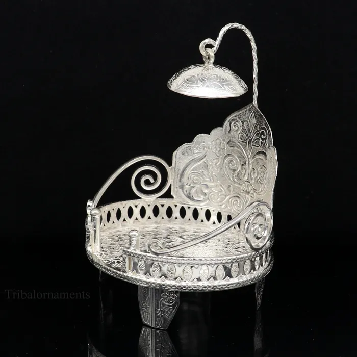 TRIBAL ORNAMENTS Rings 925 pure sterling silver Handmade Divine Singhasan idol Silver throne god statues stand chair temple art puja article india su486