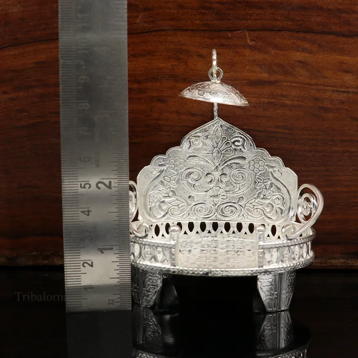 TRIBAL ORNAMENTS Rings 925 pure sterling silver Handmade Divine Singhasan idol Silver throne god statues stand chair temple art puja article india su486