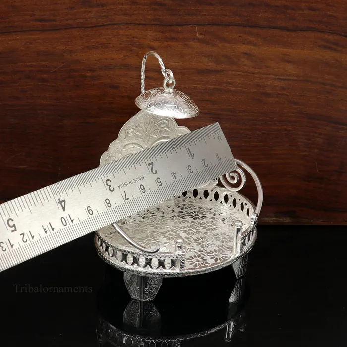 TRIBAL ORNAMENTS Rings 925 pure sterling silver Handmade Divine Singhasan idol Silver throne god statues stand chair temple art puja article india su486