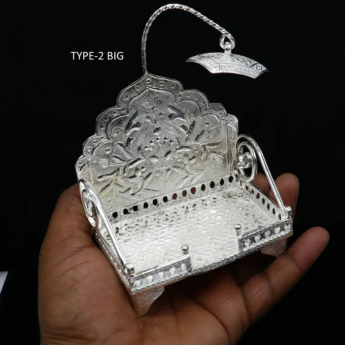TRIBAL ORNAMENTS Rings 925 pure sterling silver sinhasan God throne god statues stand chair singhasan temple art puja asan chouki article art762
