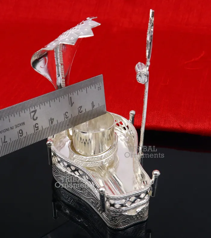 TRIBAL ORNAMENTS Rings 925 sterling silver handmade lord shiva lingam stand jalheri with panchmukhi snake 5 face snake and trident mahakal lingam stand su787