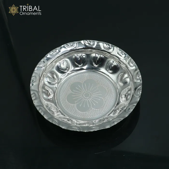 TRIBAL ORNAMENTS Rings 925 sterling silver handmade plate tray best gifting baby food serving silver utensils silver articles puja utensils sv310 TRIBAL ORNAMENTS Rings 925 sterling silver handmade plate tray best gifting baby food serving silver utensils silver articles puja utensils sv310