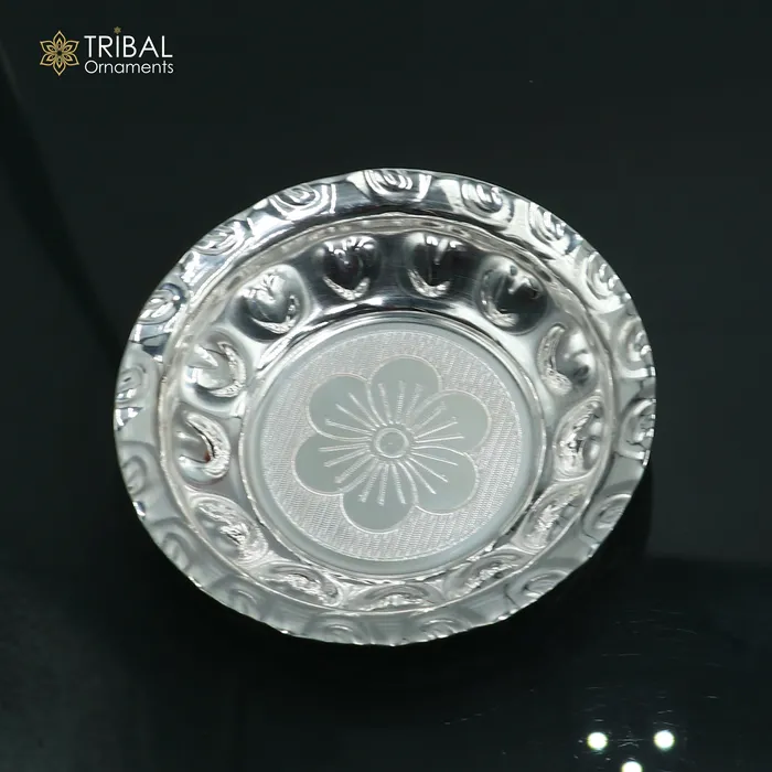 TRIBAL ORNAMENTS Rings 925 sterling silver handmade plate tray best gifting baby food serving silver utensils silver articles puja utensils sv310 TRIBAL ORNAMENTS Rings 925 sterling silver handmade plate tray best gifting baby food serving silver utensils silver articles puja utensils sv310