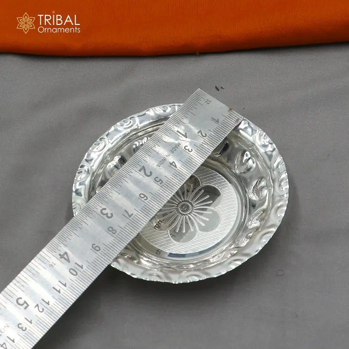 TRIBAL ORNAMENTS Rings 925 sterling silver handmade plate tray best gifting baby food serving silver utensils silver articles puja utensils sv310 TRIBAL ORNAMENTS Rings 925 sterling silver handmade plate tray best gifting baby food serving silver utensils silver articles puja utensils sv310
