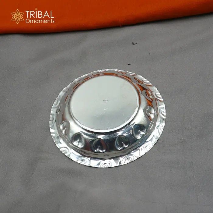 TRIBAL ORNAMENTS Rings 925 sterling silver handmade plate tray best gifting baby food serving silver utensils silver articles puja utensils sv310 TRIBAL ORNAMENTS Rings 925 sterling silver handmade plate tray best gifting baby food serving silver utensils silver articles puja utensils sv310