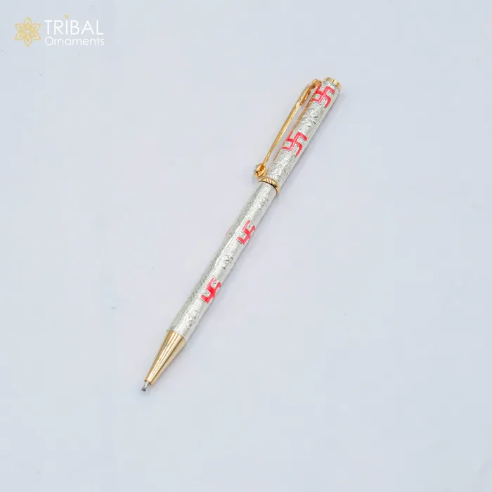 TRIBAL ORNAMENTS Rings 925 Sterling silver handmade swastik design writing ball pen best silver gifting article from india art807 TRIBAL ORNAMENTS Rings 925 Sterling silver handmade swastik design writing ball pen best silver gifting article from india art807