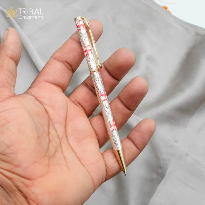 TRIBAL ORNAMENTS Rings 925 Sterling silver handmade swastik design writing ball pen best silver gifting article from india art807 TRIBAL ORNAMENTS Rings 925 Sterling silver handmade swastik design writing ball pen best silver gifting article from india art807