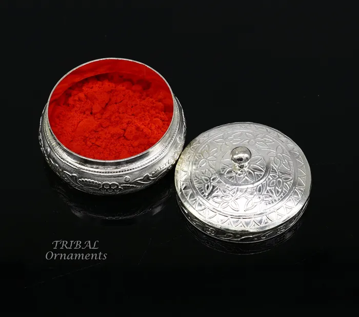 TRIBAL ORNAMENTS Rings 925 sterling silver trinket box kajal boxcasket box bridal polygon shape sindur box collection container box eyeliner box gifting stb383
