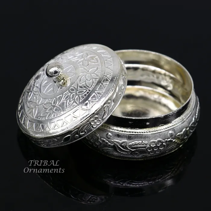 TRIBAL ORNAMENTS Rings 925 sterling silver trinket box kajal boxcasket box bridal polygon shape sindur box collection container box eyeliner box gifting stb383