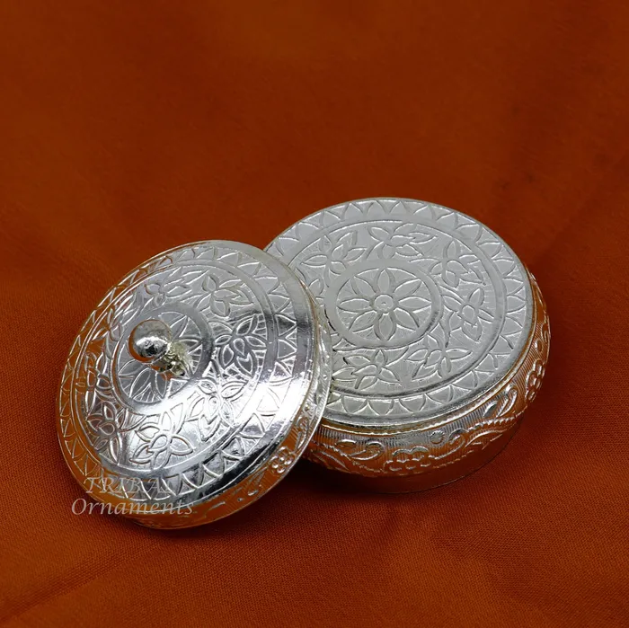 TRIBAL ORNAMENTS Rings 925 sterling silver trinket box kajal boxcasket box bridal polygon shape sindur box collection container box eyeliner box gifting stb383