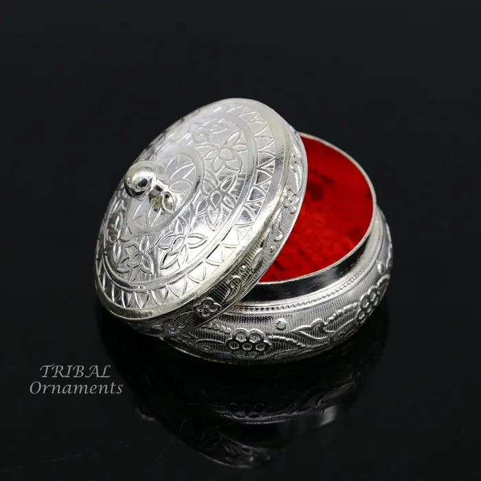 TRIBAL ORNAMENTS Rings 925 sterling silver trinket box kajal boxcasket box bridal polygon shape sindur box collection container box eyeliner box gifting stb383