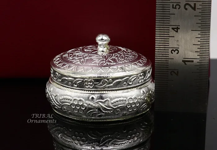 TRIBAL ORNAMENTS Rings 925 sterling silver trinket box kajal boxcasket box bridal polygon shape sindur box collection container box eyeliner box gifting stb383