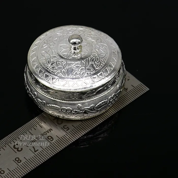 TRIBAL ORNAMENTS Rings 925 sterling silver trinket box kajal boxcasket box bridal polygon shape sindur box collection container box eyeliner box gifting stb383