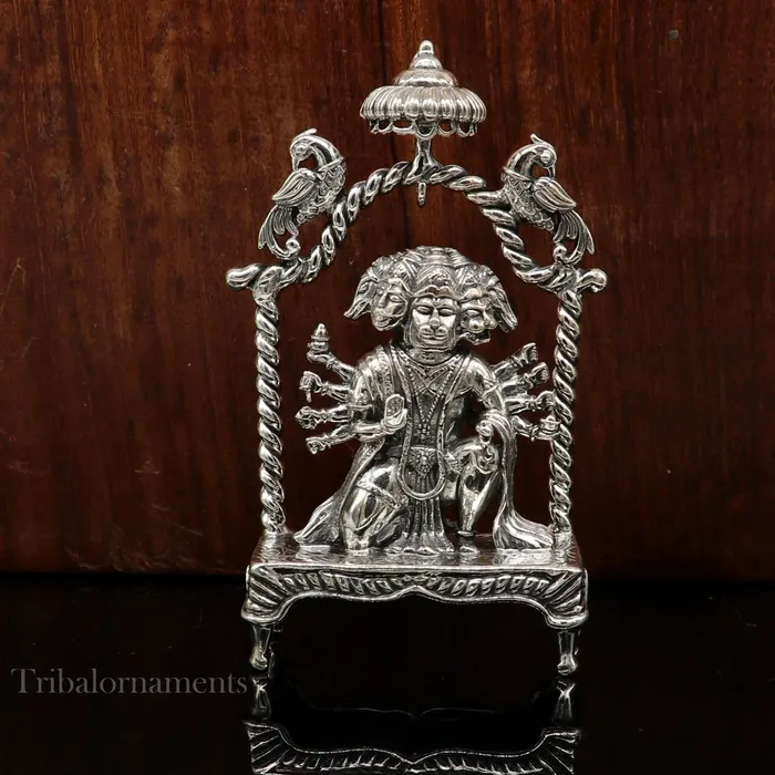 TRIBAL ORNAMENTS Rings Pure 925 sterling silver handmade Hindu god Lord Panchmukhi Hanuman Statue amazing designer Divine Sculpture figurine puja article art167 TRIBAL ORNAMENTS Rings Pure 925 sterling silver handmade Hindu god Lord Panchmukhi Hanuman Statue amazing designer Divine Sculpture figurine puja article art167