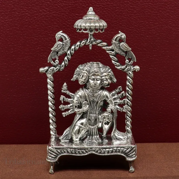 TRIBAL ORNAMENTS Rings Pure 925 sterling silver handmade Hindu god Lord Panchmukhi Hanuman Statue amazing designer Divine Sculpture figurine puja article art167