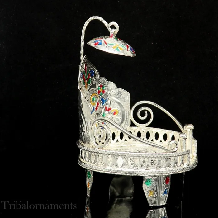 TRIBAL ORNAMENTS Rings Silver throne 925 sterling silver handcrafted small sinhasan idol god throne god statues stand chair temple puja god article su529