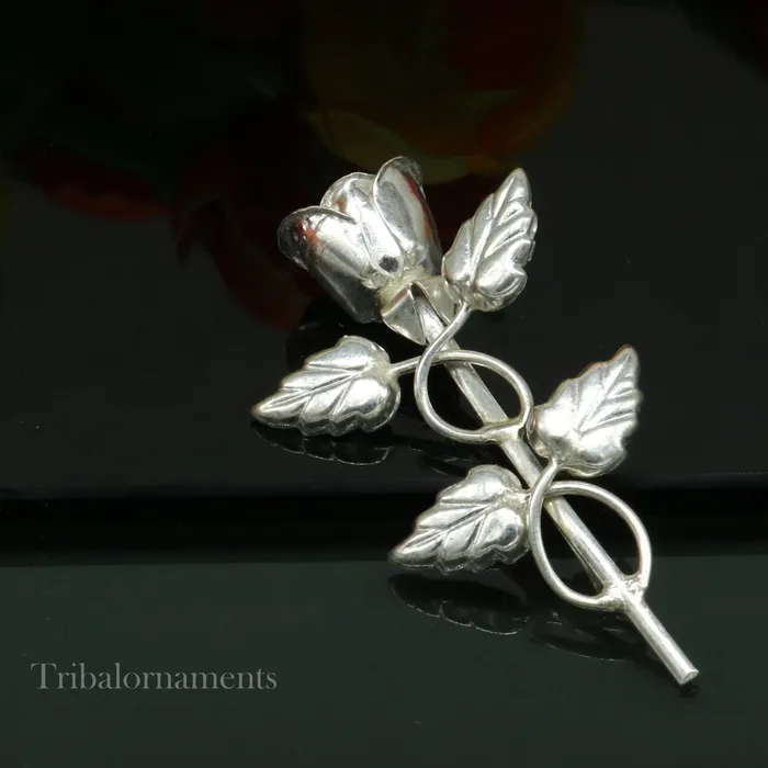 TRIBAL ORNAMENTS Rings Solid sterling silver handmade rose flower design mens brooch for shirt or suit blazer suit amazing wedding party jewelry for mens b03 TRIBAL ORNAMENTS Rings Solid sterling silver handmade rose flower design mens brooch for shirt or suit blazer suit amazing wedding party jewelry for mens b03