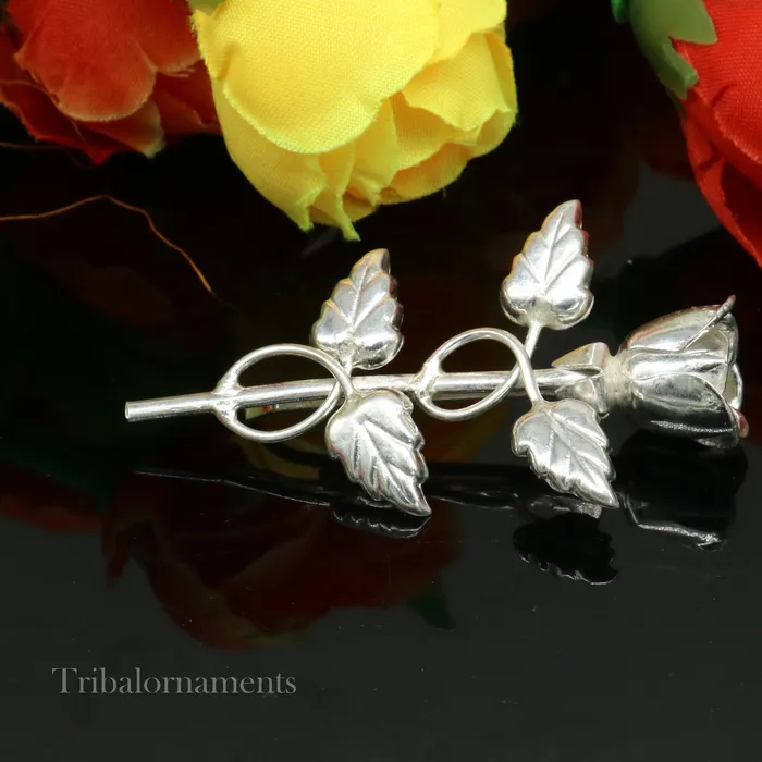 TRIBAL ORNAMENTS Rings Solid sterling silver handmade rose flower design mens brooch for shirt or suit blazer suit amazing wedding party jewelry for mens b03