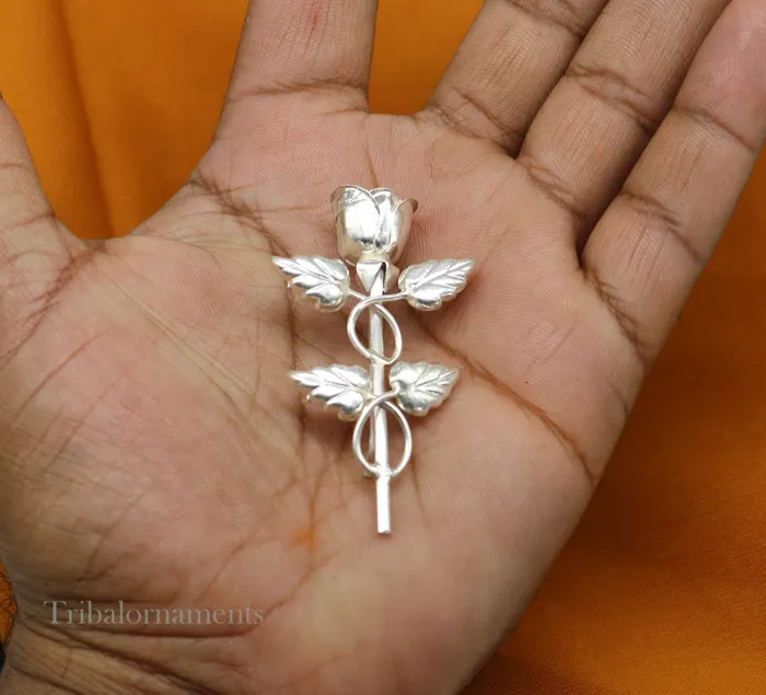 TRIBAL ORNAMENTS Rings Solid sterling silver handmade rose flower design mens brooch for shirt or suit blazer suit amazing wedding party jewelry for mens b03